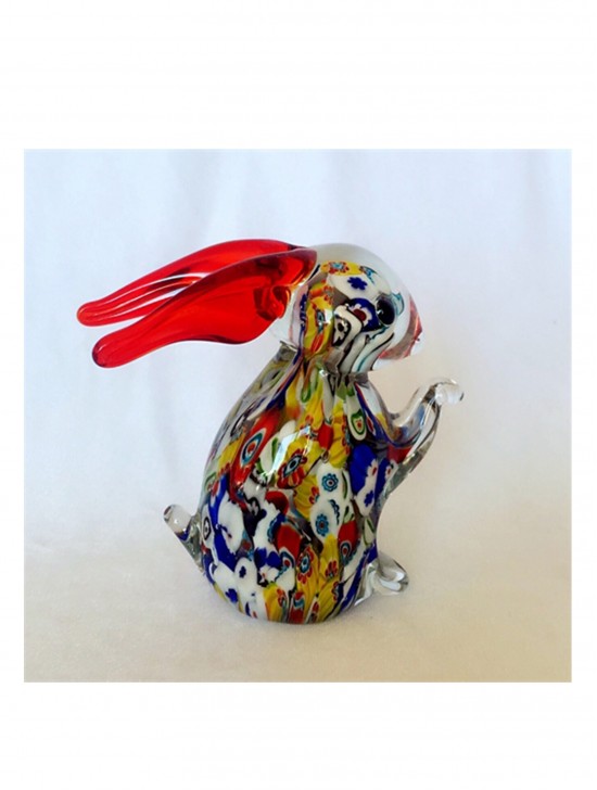 Glass Rabbit with Flowers